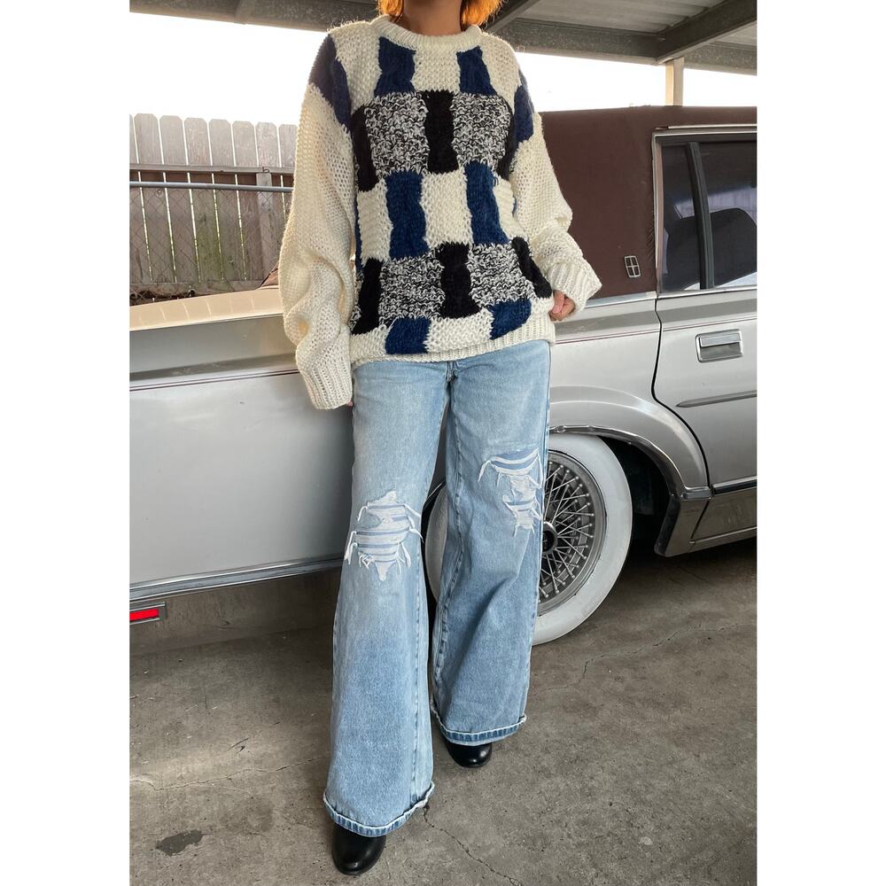 🔥NWOT Vintage 90s Y2K Forum Color block Chunky Knit Unisex Pullover Sweater  XL